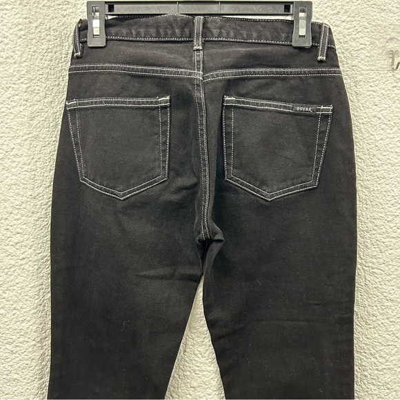 Guess women’s 26 black denim with white stripes on the side of each leg - Picture 2 of 8